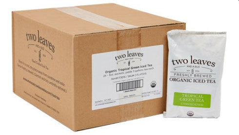 Two Leaves and a Bud Organic Tropical Green Iced Tea - 3 oz sachets