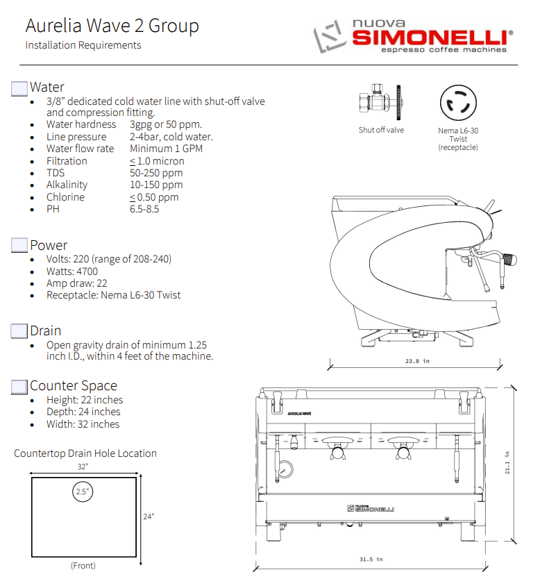 Espresso Machine:  Nuova Simonelli Aurelia Wave II 2-group